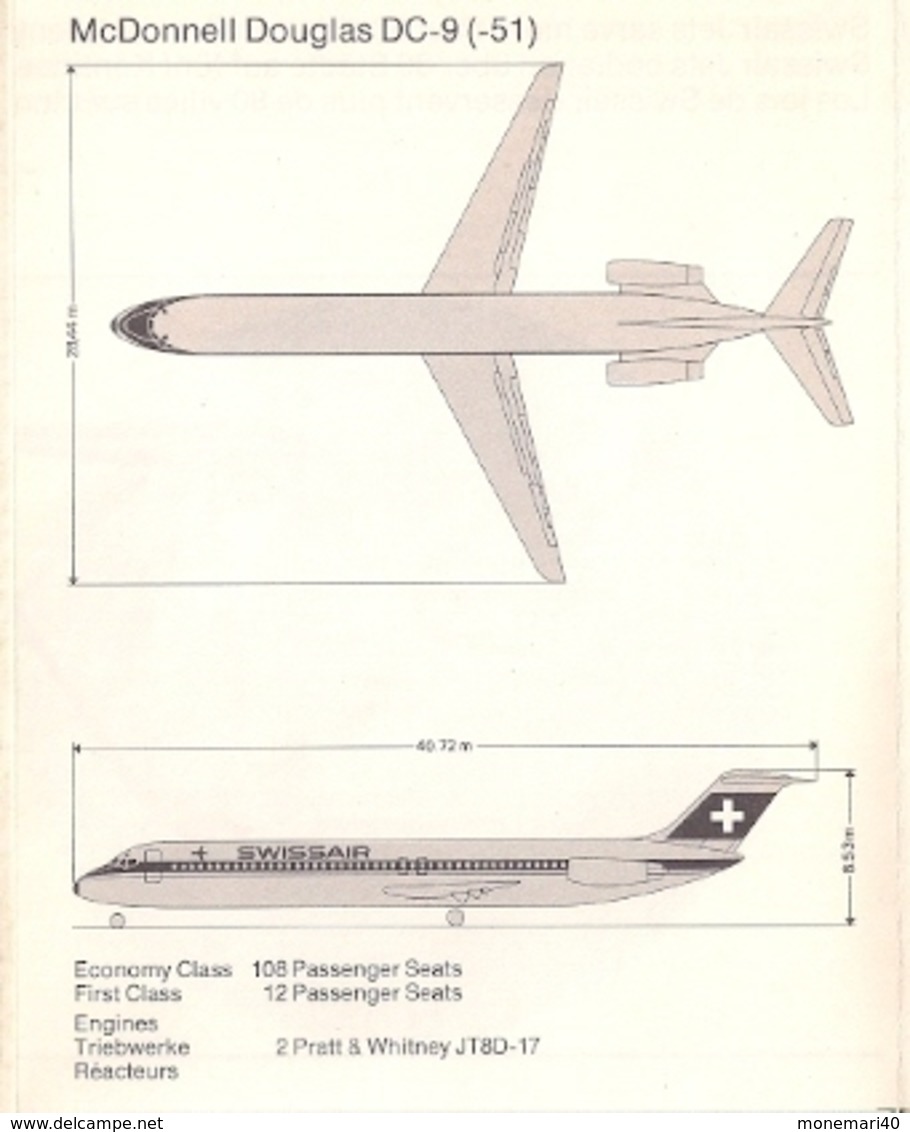 EUROPE (SUISSAIR) CARTES - ROUTES - MÉDITERRANÉE (Images De MCDONNELL DOUGLAS DC Et De BEOING 747) - Autres & Non Classés