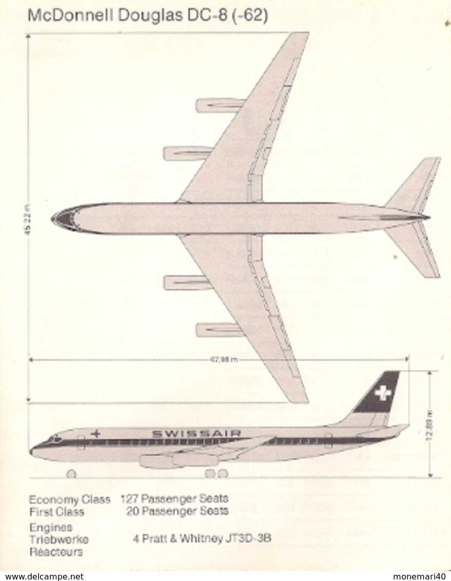 EUROPE (SUISSAIR) CARTES - ROUTES - MÉDITERRANÉE (Images De MCDONNELL DOUGLAS DC Et De BEOING 747) - Autres & Non Classés