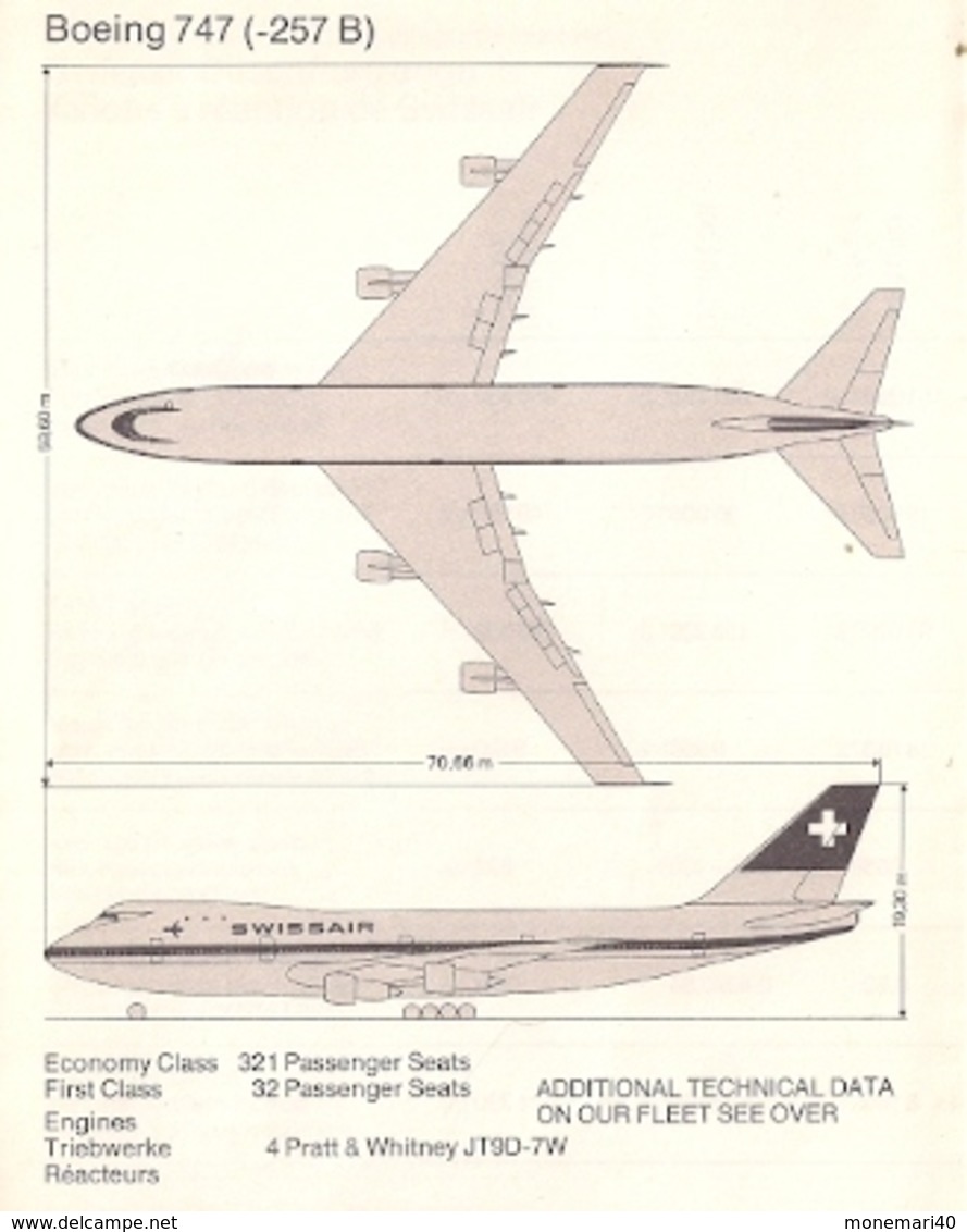 EUROPE (SUISSAIR) CARTES - ROUTES - MÉDITERRANÉE (Images de MCDONNELL DOUGLAS DC et de BEOING 747)