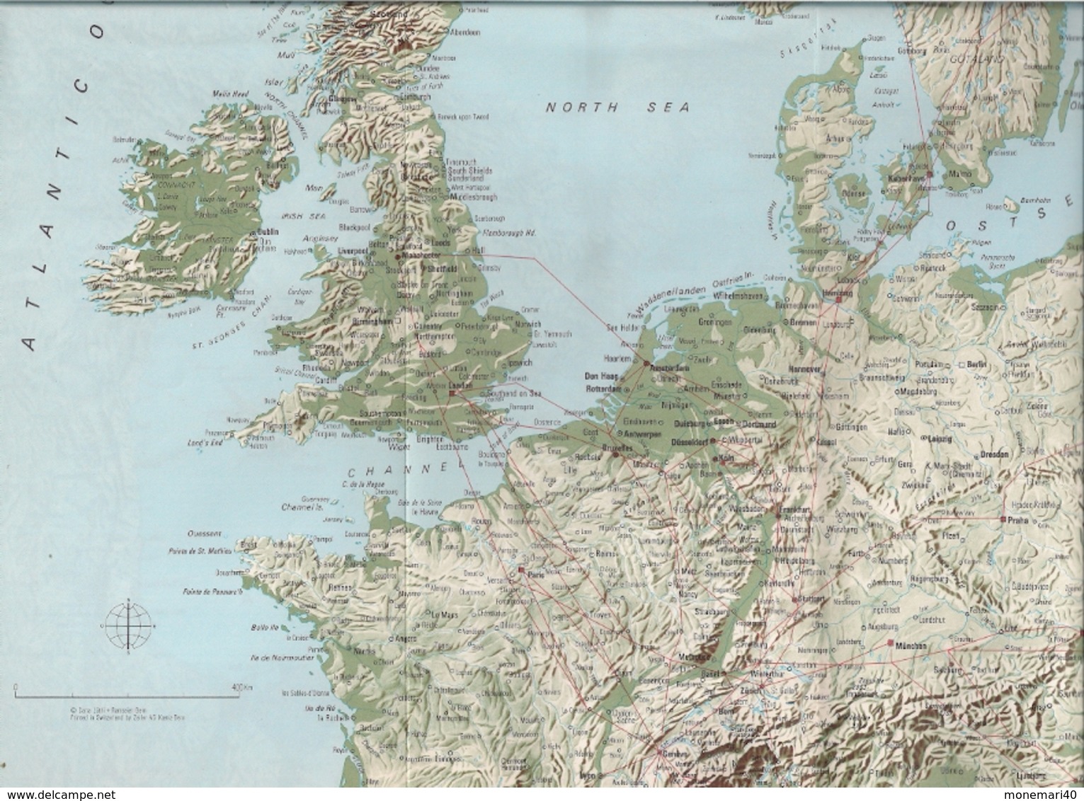 EUROPE (SUISSAIR) CARTES - ROUTES - MÉDITERRANÉE (Images de MCDONNELL DOUGLAS DC et de BEOING 747)