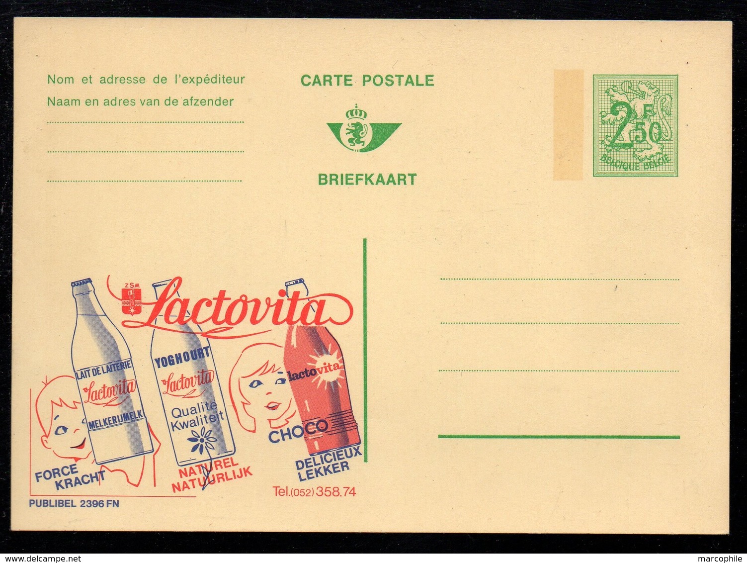 CHOCOLAT - ALIMENTATION - YAOURT / ENTIER POSTAL PUBLIBEL # 2396FN (ref LE3072) - Ernährung