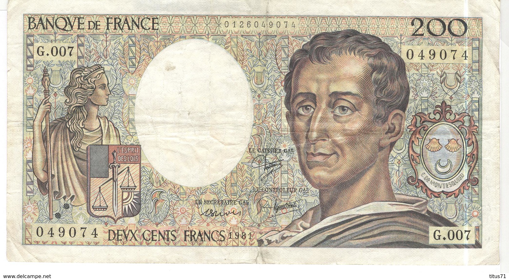 Billet De 200 Francs France Montesquieu 1981 - 200 F 1981-1994 ''Montesquieu''