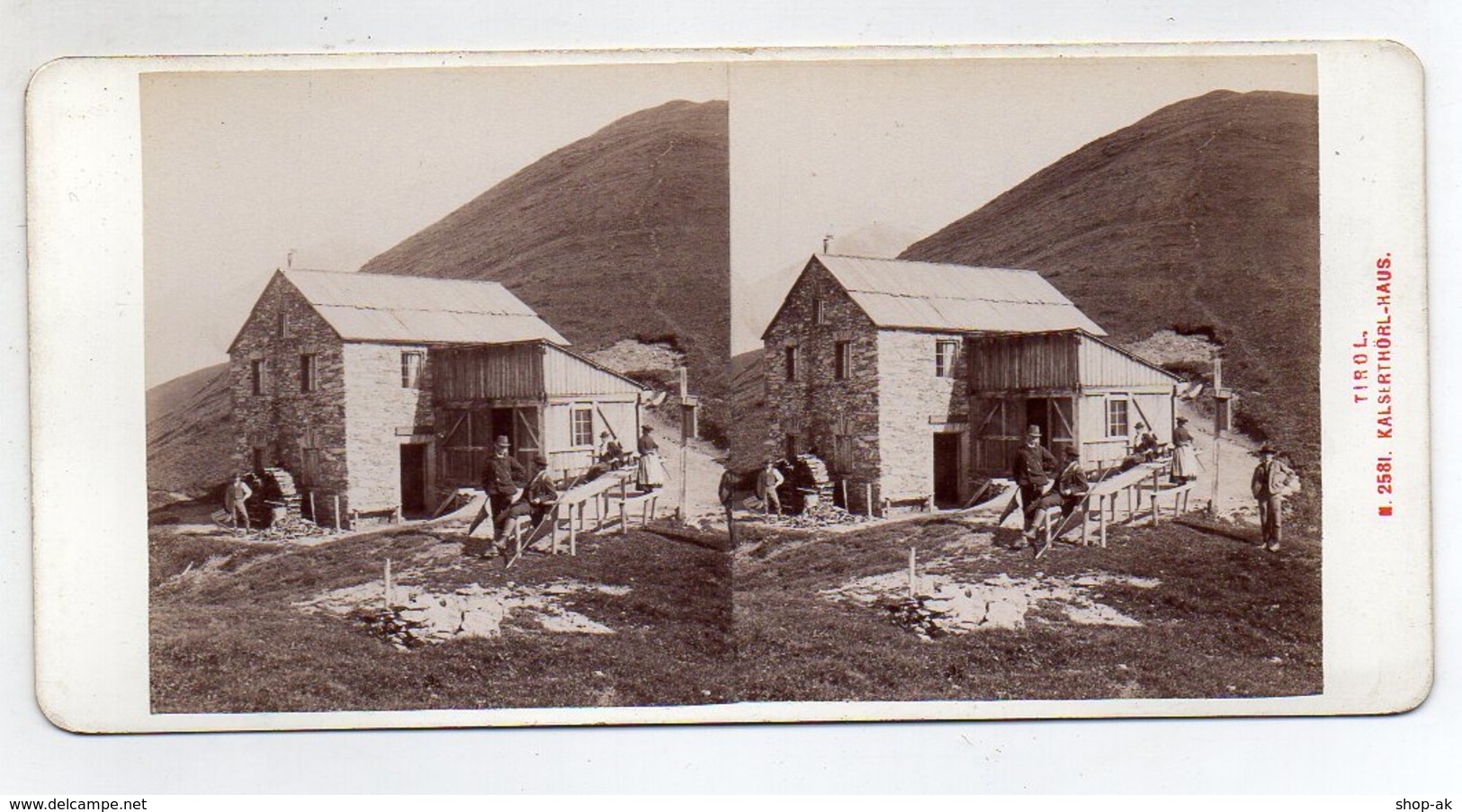 AK-0402/ Kalserthörl-Haus In Tirol Berghütte Stereofoto V Alois Beer ~1895   - Stereoscopio