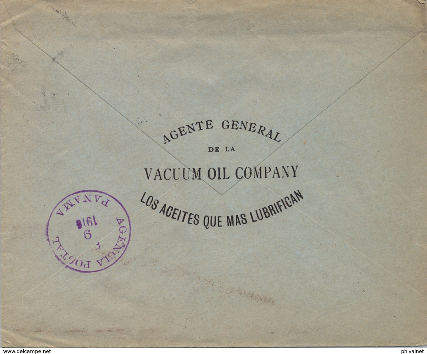 1916 , PERÚ , SOBRE COMERCIAL CIRCULADO , LIMA - PANAMA , MAT. " LIMA ÚLTIMA HORA " , LLEGADA "AGENCIA POSTAL / PANAMA" - Perú