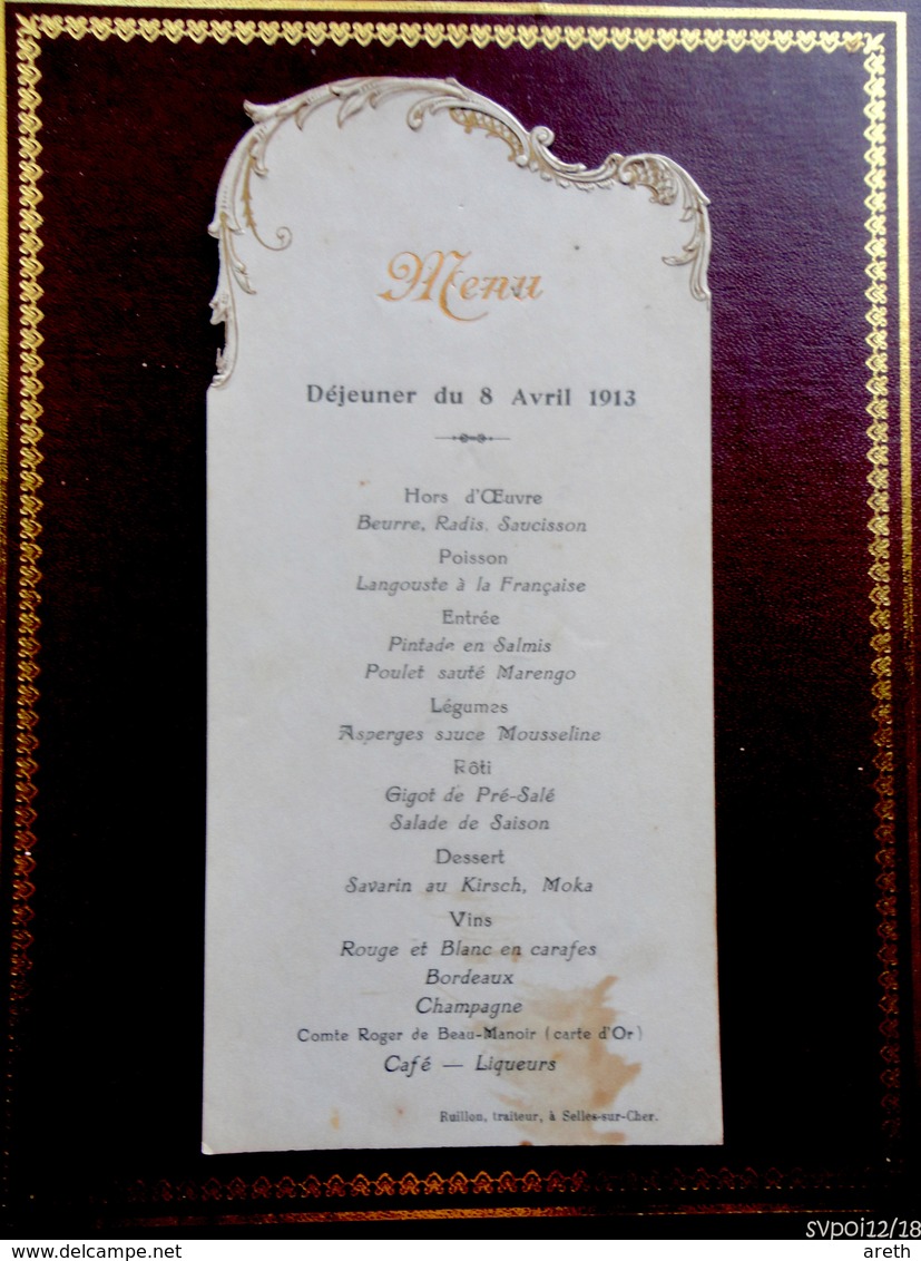 Menu - Déjeuner Du 8 Avril 1913 - Menus