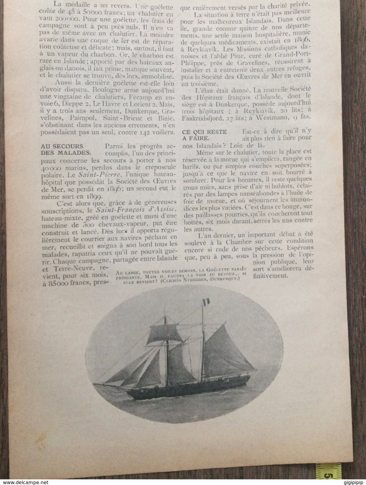 ANCIEN DOCUMENT 1908 LE DEPART DES ISLANDAIS AUX QUAIS DE DUNKERQUE LES GOELETTES D ISLANDE - Collezioni