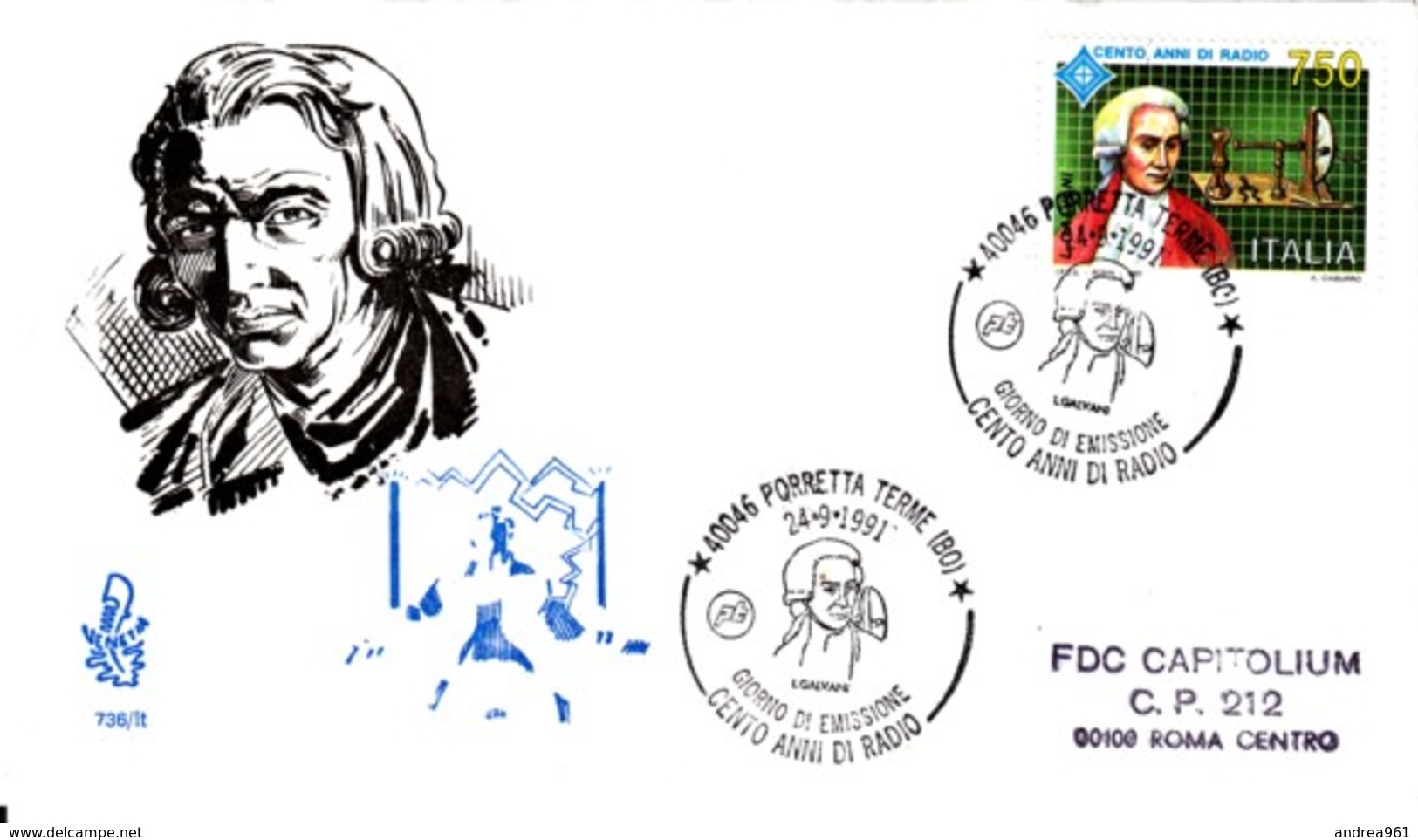 1991 - CENTO ANNI DI RADIO GALVANI - FDC VENETIA - FDC