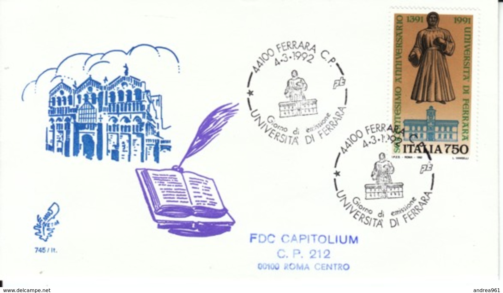 1992 - UNIVERSITA' DI FERRARA - FDC VENETIA - FDC