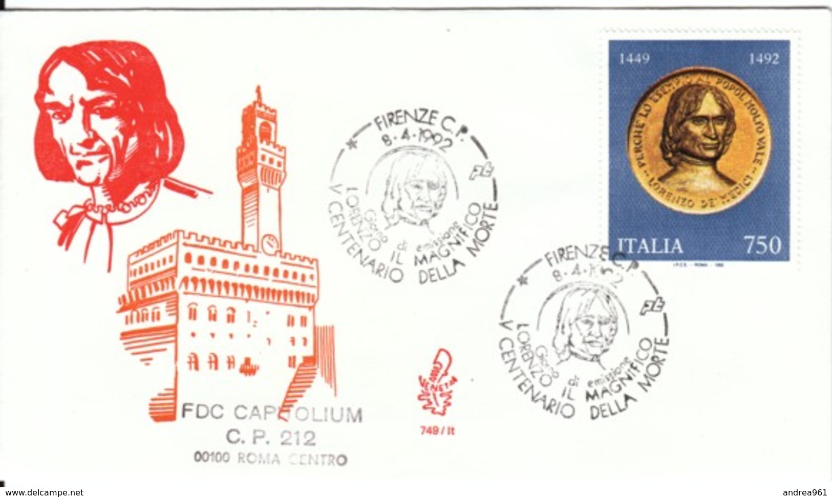 1992 - LORENZO IL MAGNIFICO - FDC VENETIA - FDC