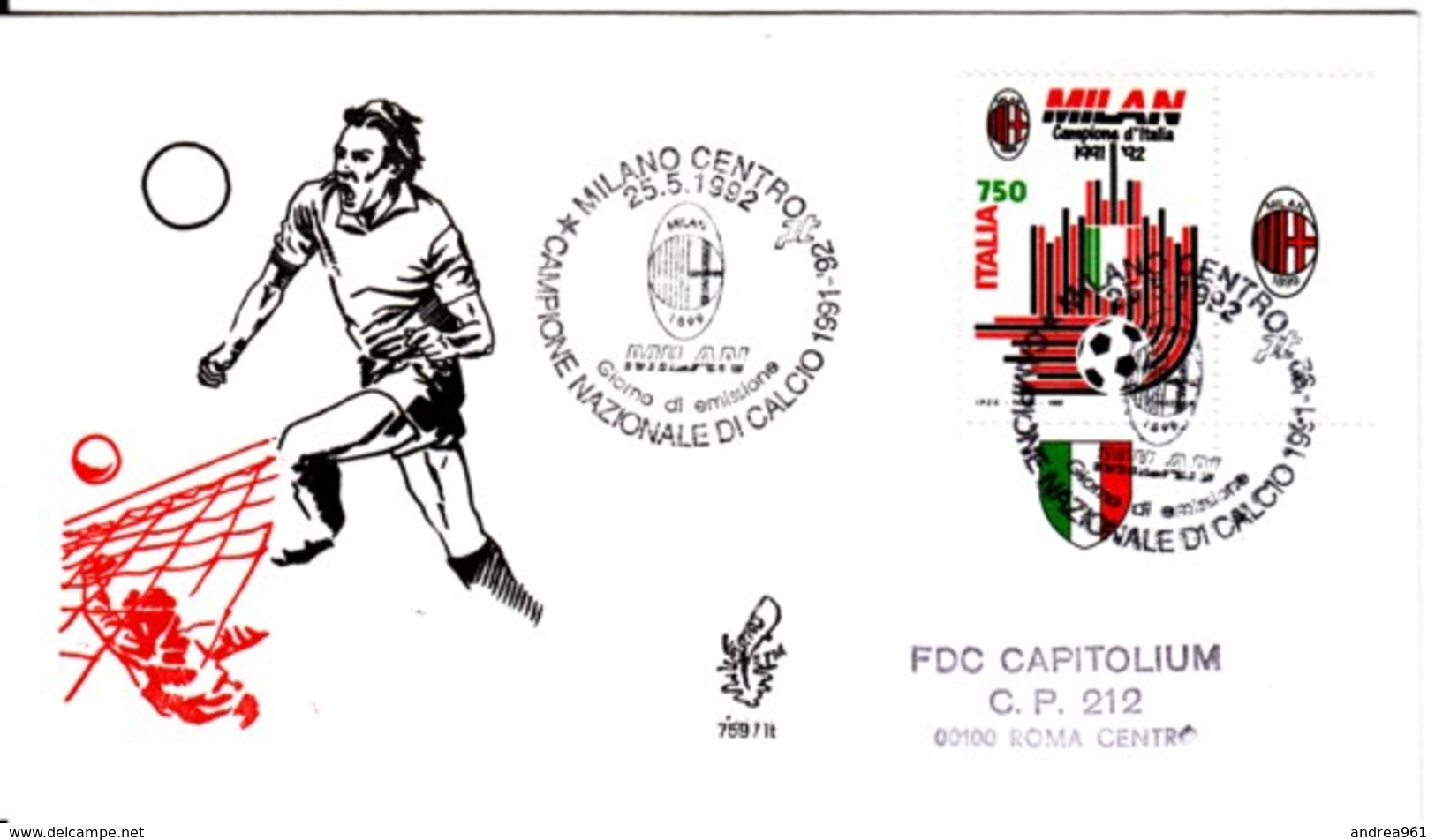 1992 -  MILAN CAMPIONE D'ITALIA - FDC VENETIA - FDC