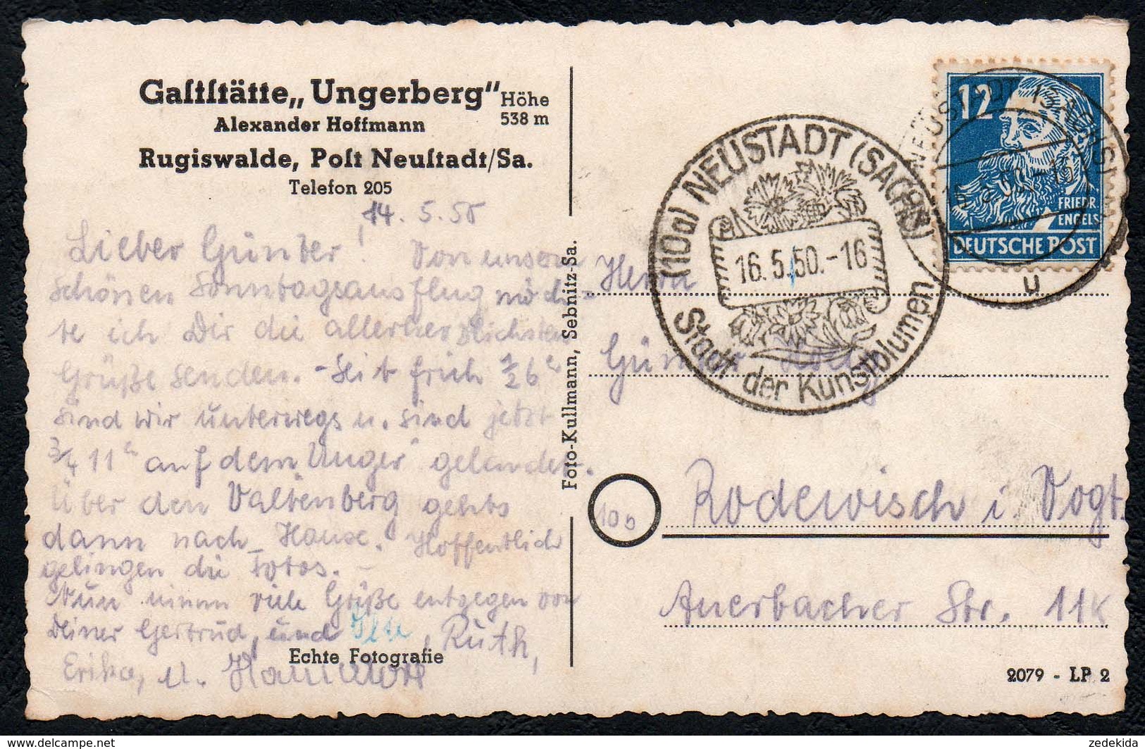 A4426 - Rugiswalde Gaststätte Ungerberg Neustadt - Sonderstempel - Kullmann - Neustadt