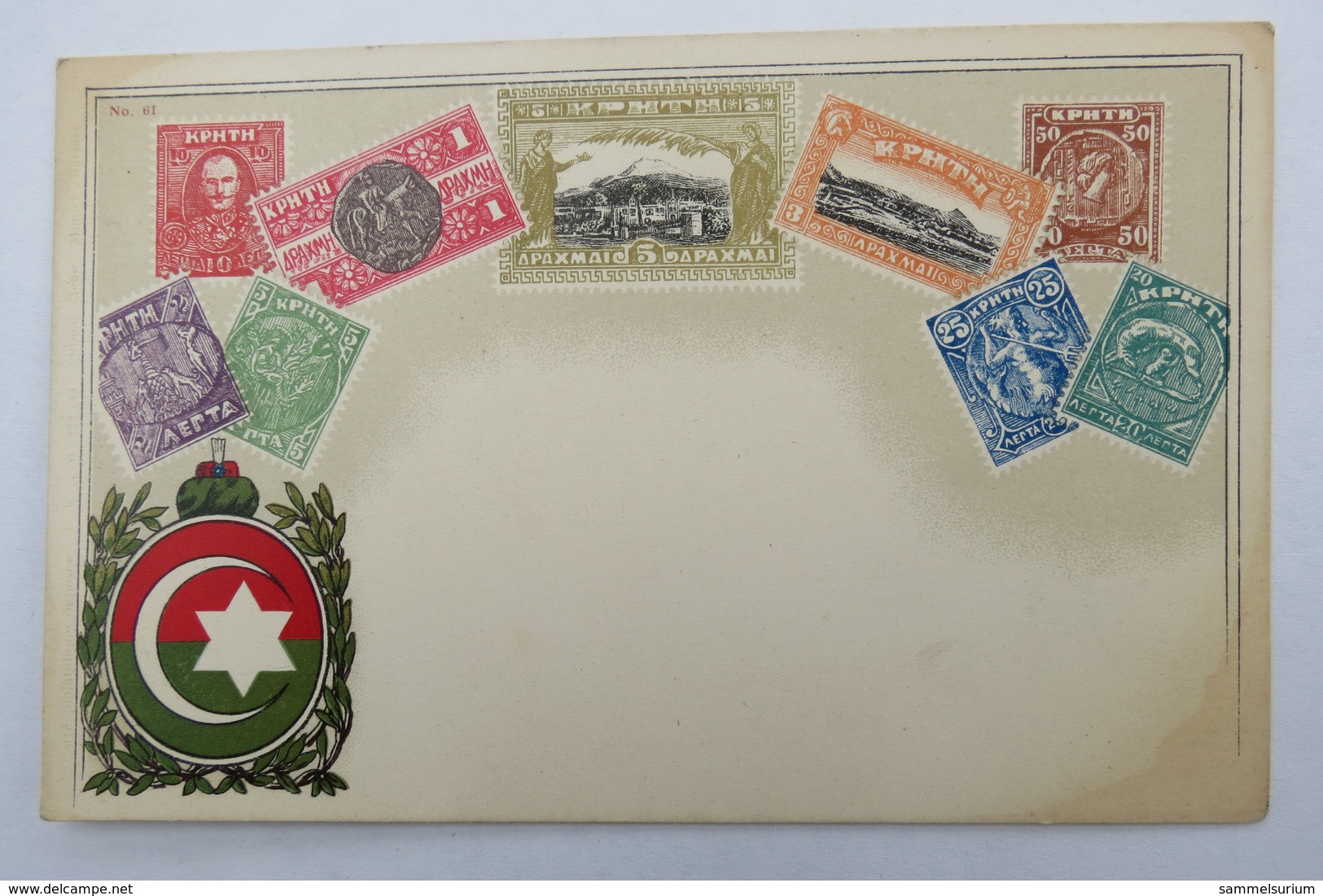 (10/8/1) Postkarte/AK "verschiedene Briefmarken Von Creta", Mit Wappen, Um 1900 - Timbres (représentations)