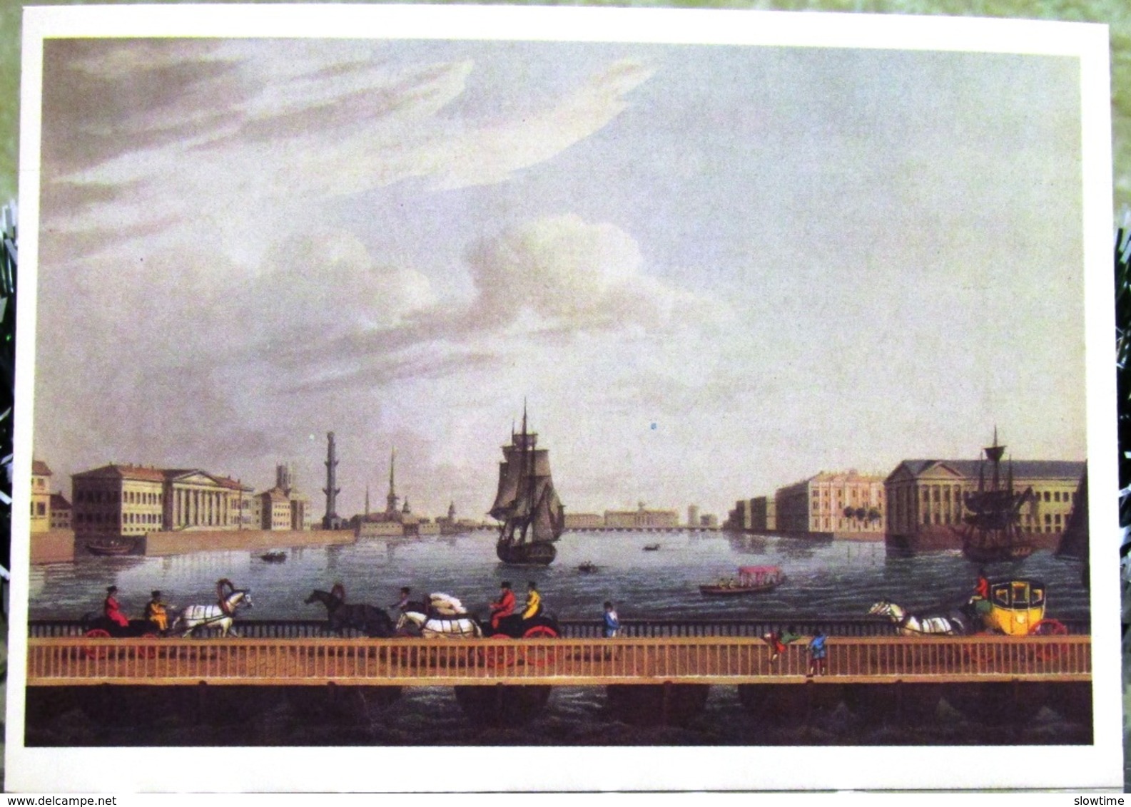 Saint Petersburg, St. Isaac's Pontoon Bridge Across The River. Copy Of Engraving On Copper 1815. USSR Russia Postcard - Russia