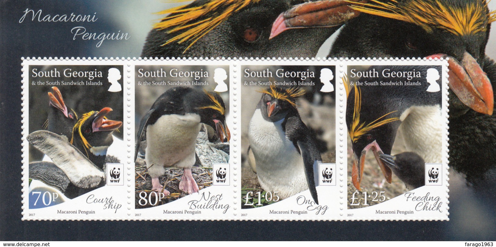 2017 South Georgia WWF Penguins  Miniature Sheet Of 4 MNH @   FACE VALUE - Géorgie Du Sud