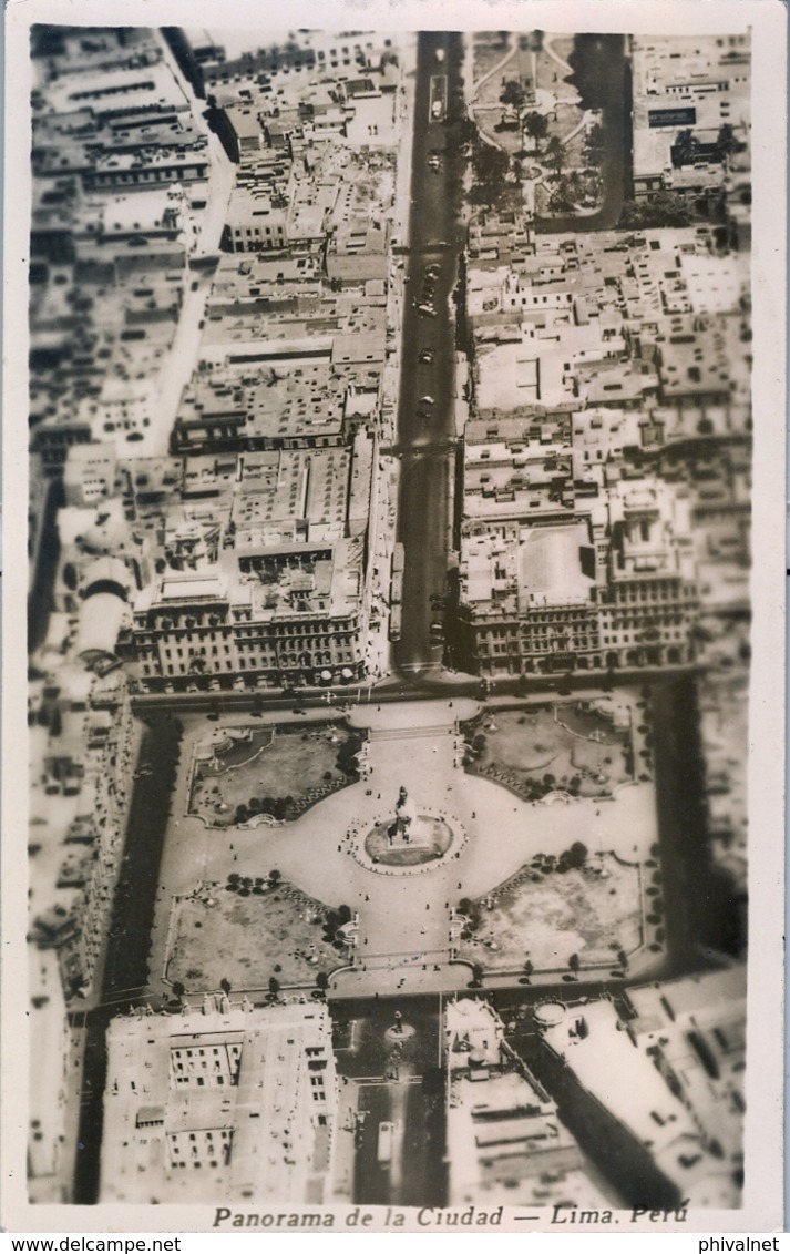 1955 , PERÚ , TARJETA POSTAL CIRCULADA , LIMA - BOULOGNE , PANORAMA DE LA CIUDAD - LIMA - Peru