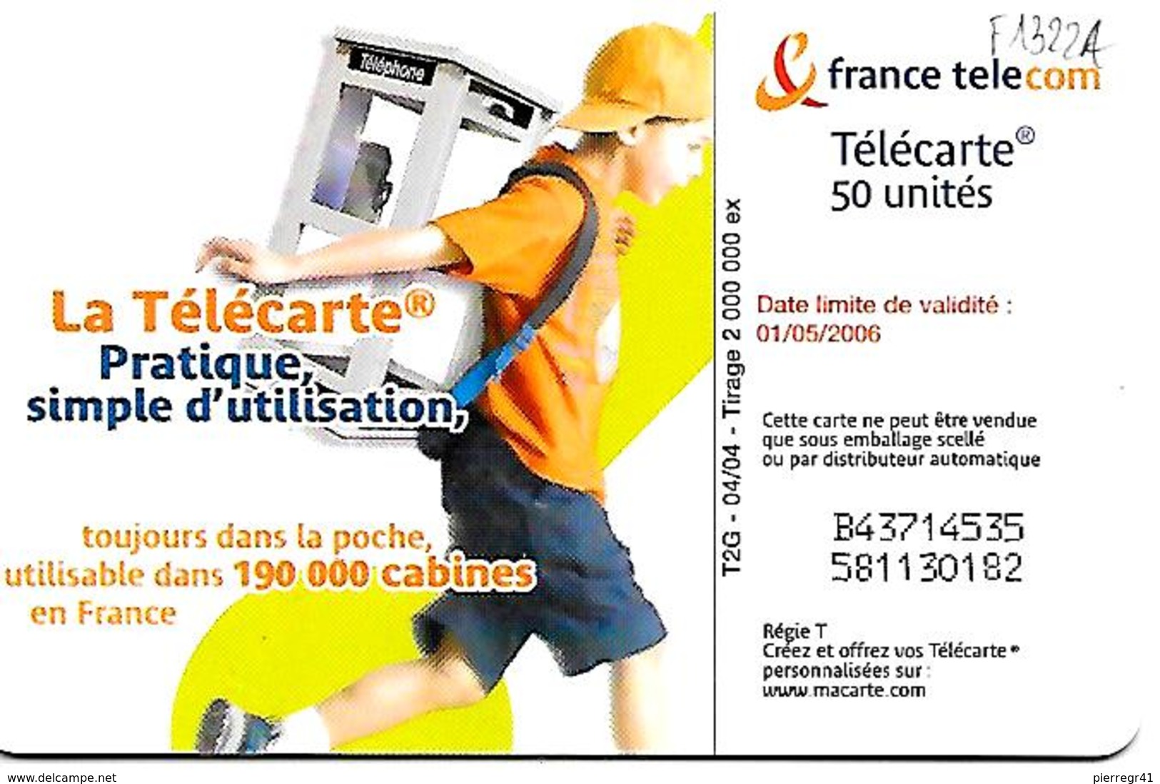 TC°-PUBLIC-F1322A-50U-GEM2-04/04-CABINE GARCON- -UTILISE-TBE- - 2004