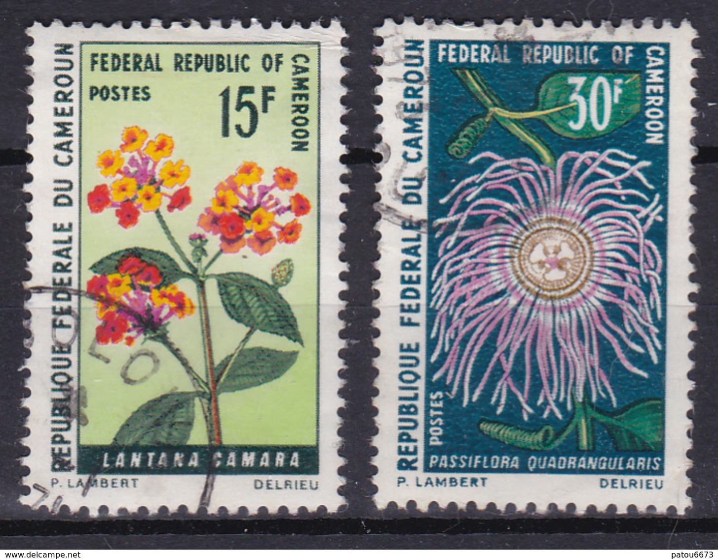 Cameroon Cameroun 1970  "Flowers: Lantana And Passiflora" (Yv 481 And 482 ) Used - Cameroun (1960-...)