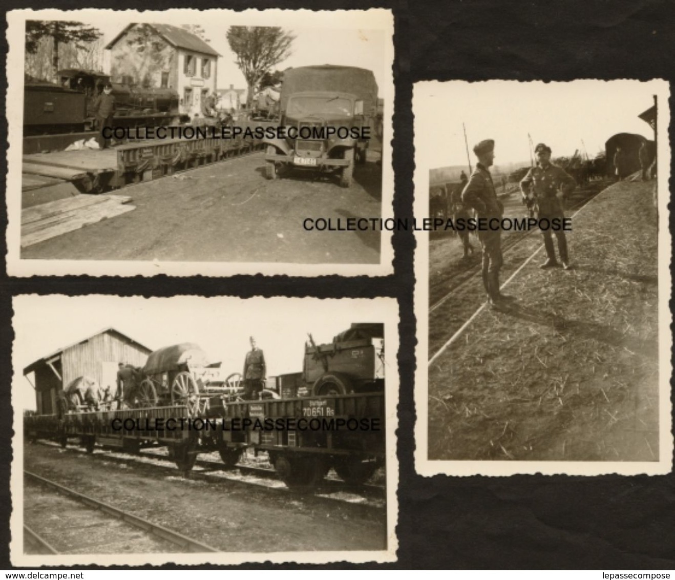 TOP - SOULLANS - LA GARE - LOT 3 CLICHES DECHARGEMENT D'UN TRAIN PAR L'OCCUPANT ALLEMAND -BELLE LOCOMOTIVE EN MARS 1941 - Soullans