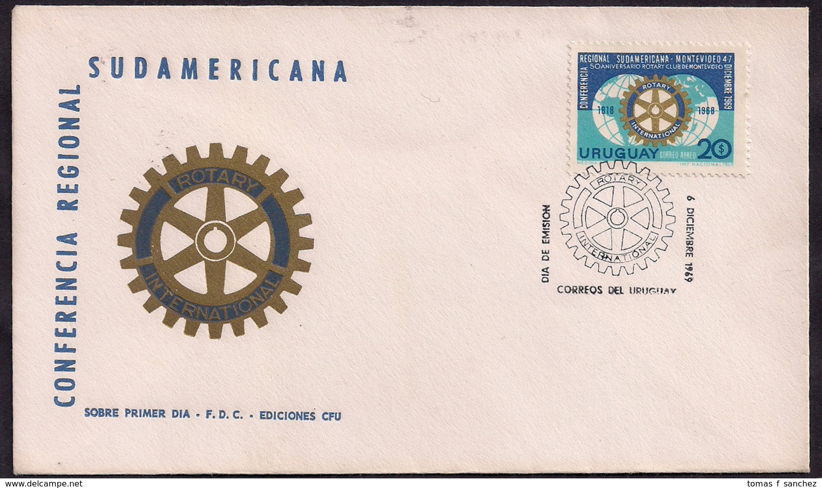 Uruguay - FDC - 1969 - 50ème Anniversaire Du Rotary Club De Montevideo - Conférence Régionale Sud-américaine - Rotary, Lions Club