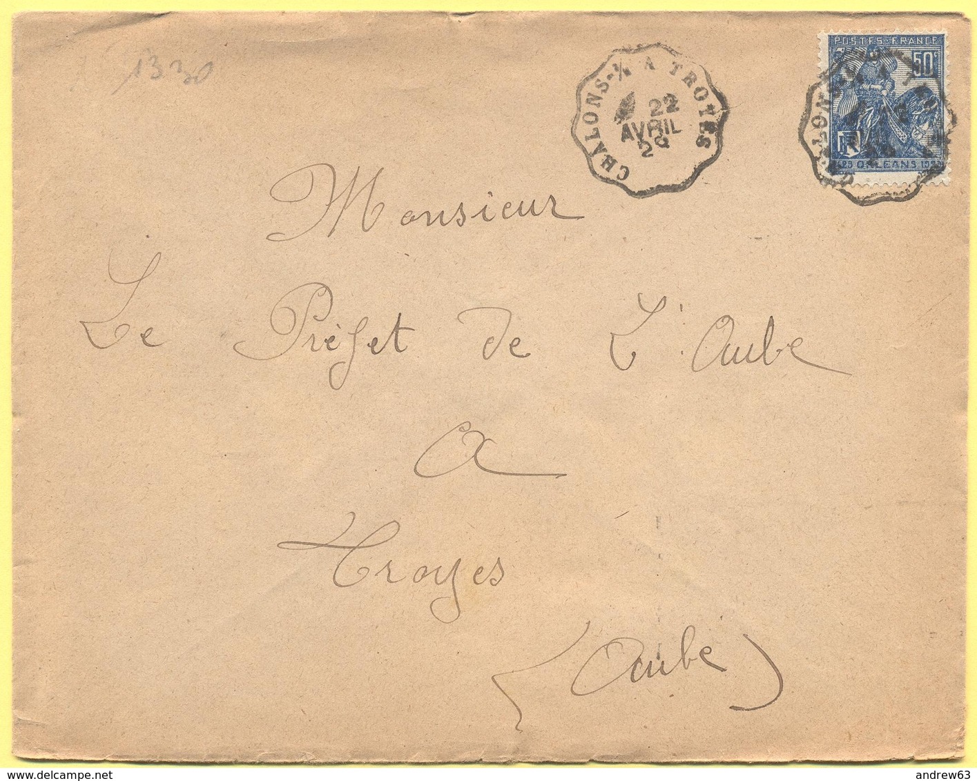 FRANCIA - France - 1929 - 50c Jeanne D`Arc + Cachet Convoyeur Ambulant - Viaggiata Da Chalons Sur Marne à Troyes Per Tro - Storia Postale