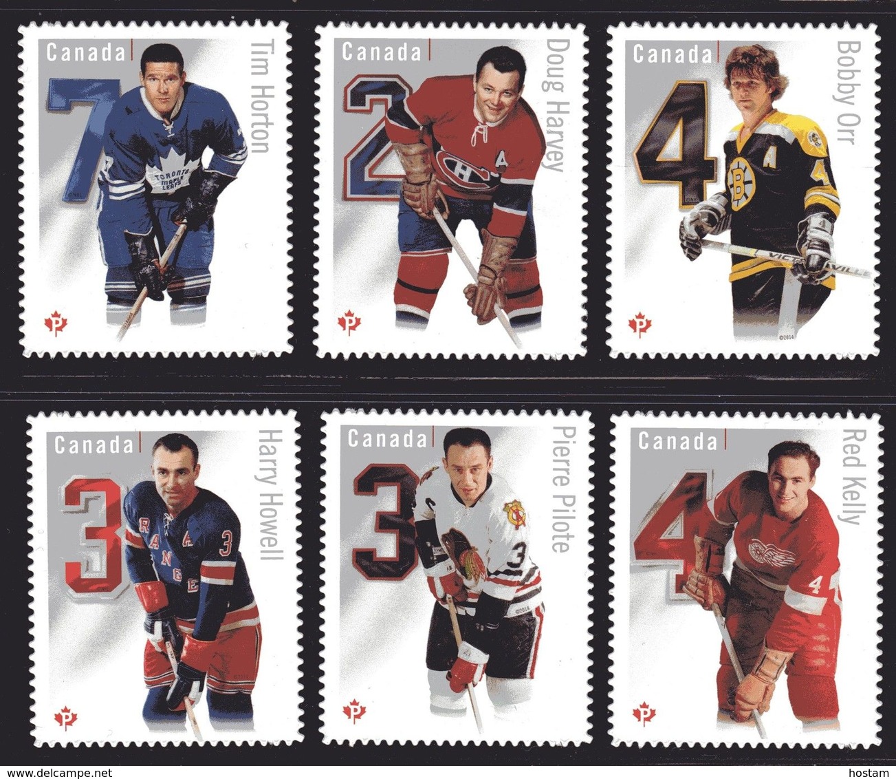 CANADA  2014, # 2787ai-fi. NHL  THE ORIGINAL SIX , DIE CUT  Permanent  Stamps - Single Stamps