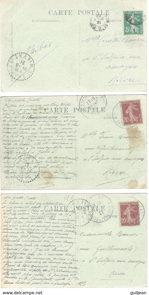 CORRIDA - LOT DE 3 CP - " Course Espagnole N° 1126-1133-1140  "  - Circulé En 1921 - B.G.L. - Corrida