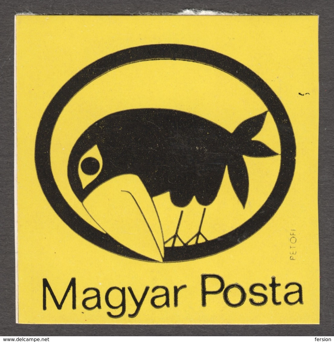 Seal Stamp HUNGARIAN POST - Self Adhesive Vignette Label Cinderella CLOSE - NOT USED - Hungary 1980's - RAVEN Bird - Poste