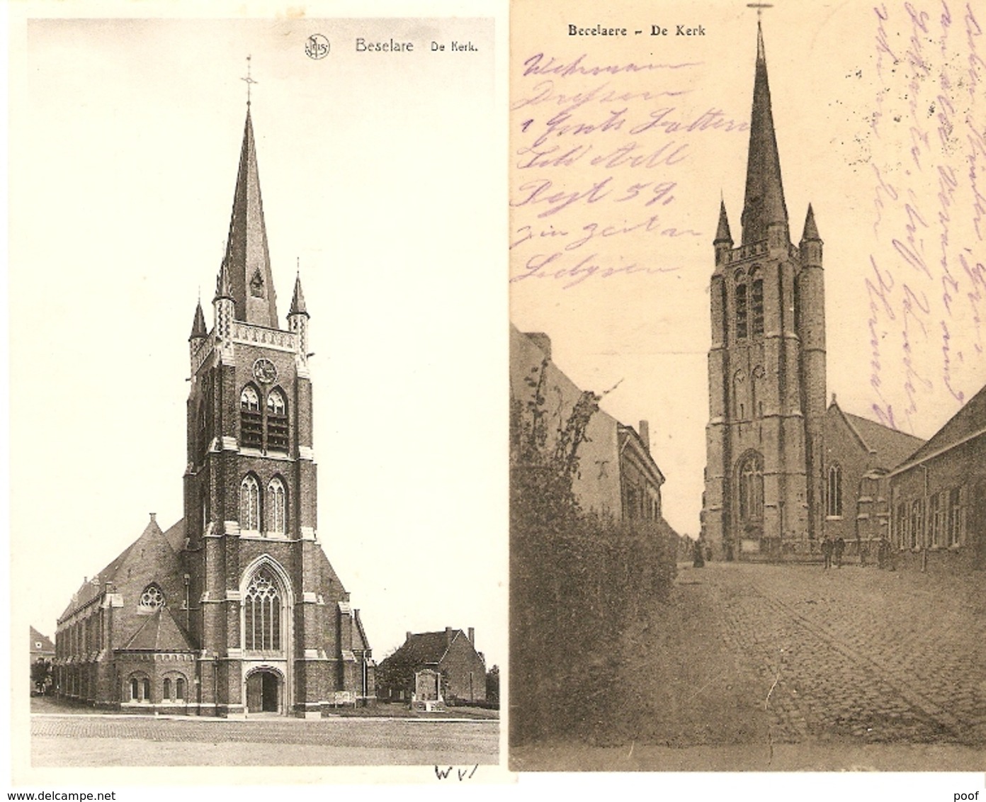 Beselare / Becelaere : Kerk --- 2 Kaarten - Zonnebeke