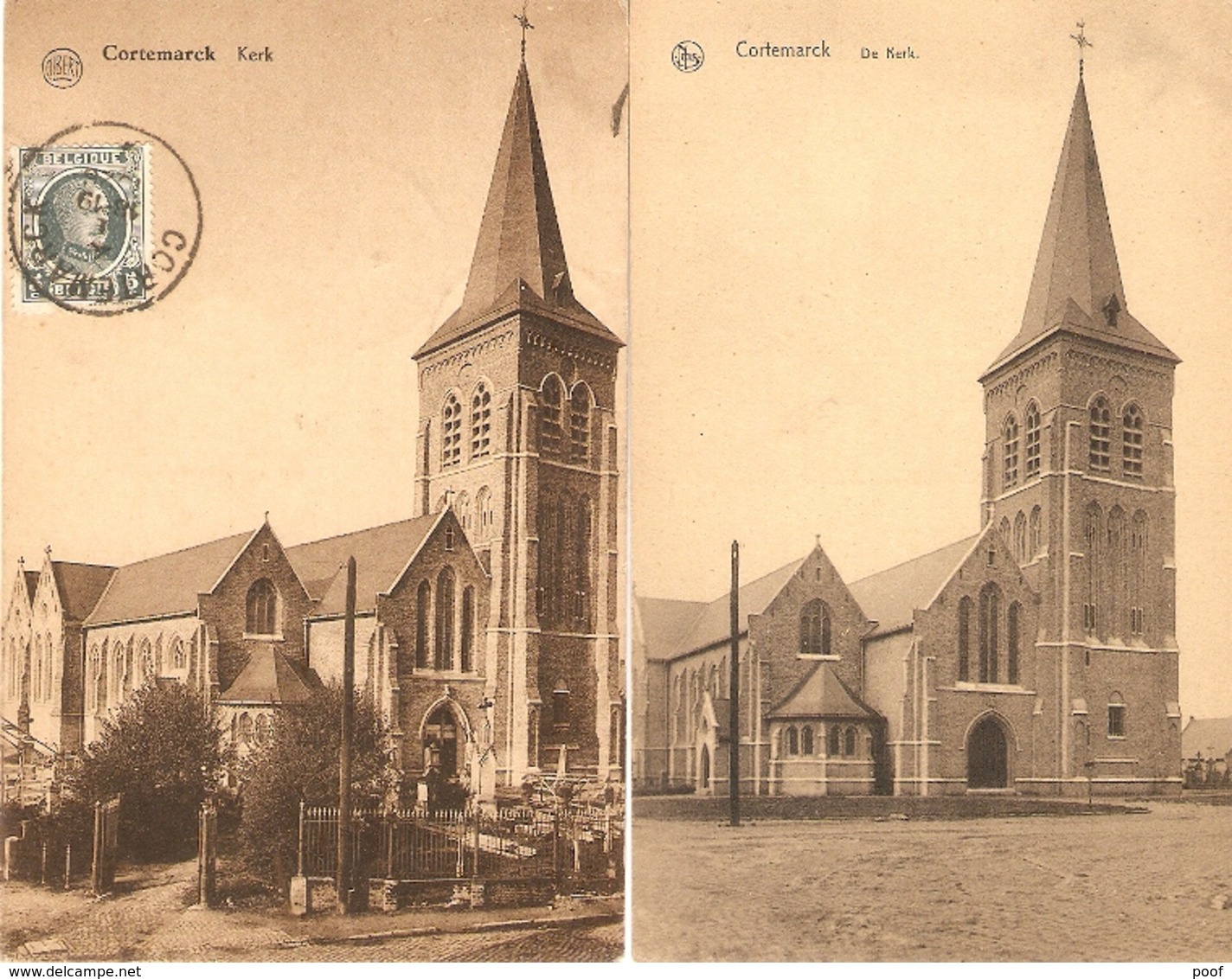 Cortemarck / Kortemark : Kerk  --- 2 Kaarten - Kortemark