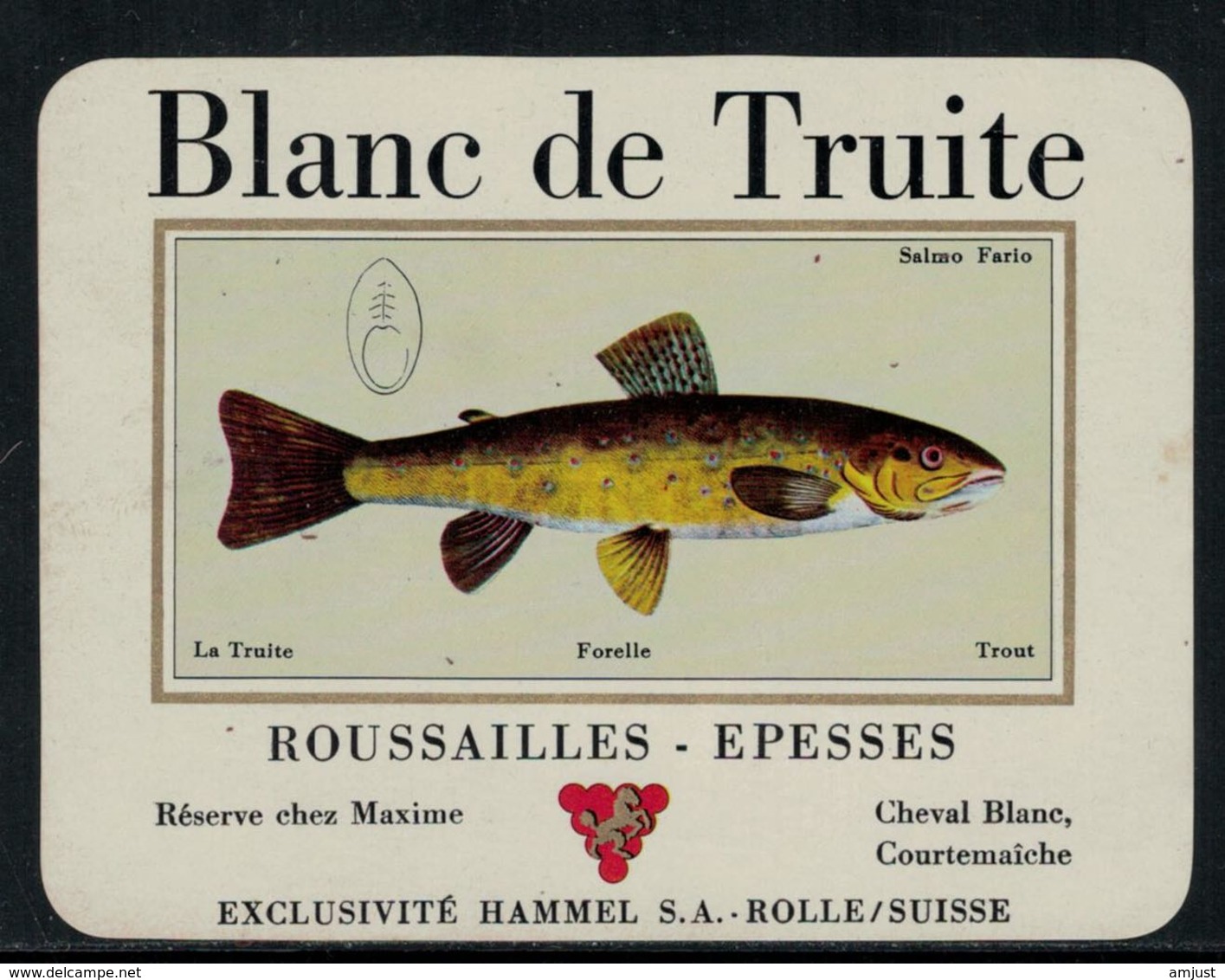 Rare // Etiquette De Vin // Poissons // Cully, Blanc De Truite - Poissons