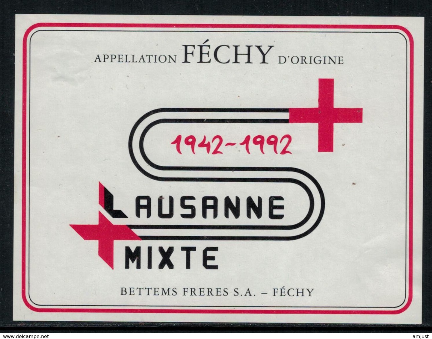 Rare // Etiquette De Vin // Samaritains // Féchy, Samaritains Lausanne-Mixte 1942-1992 - Autres & Non Classés