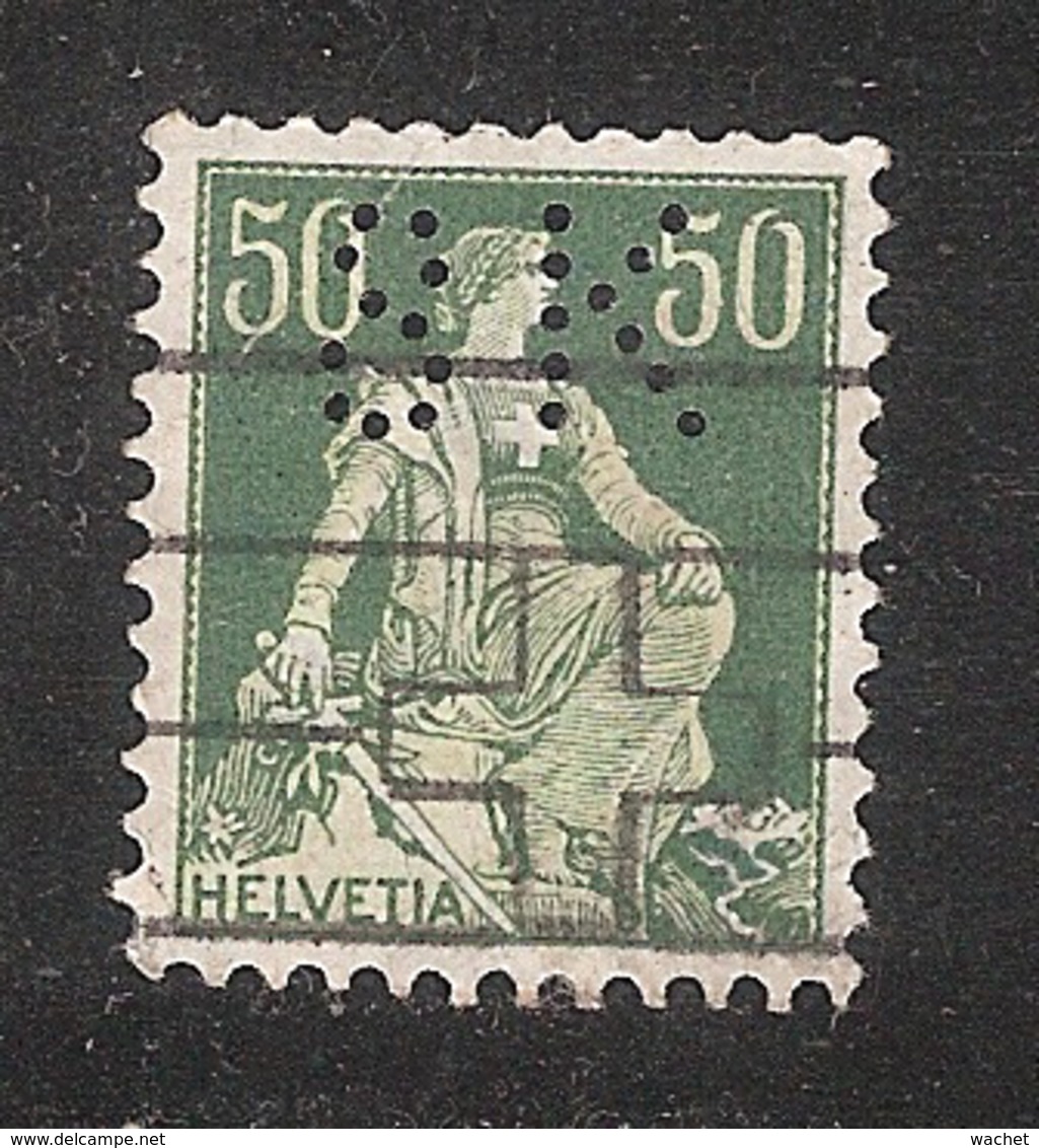 Perfin/perforé/lochung Switzerland No 103  1908-1933 - Hélvetie Assise Avec épée    S K  Schweizerische Kreditanstalt - Perfins