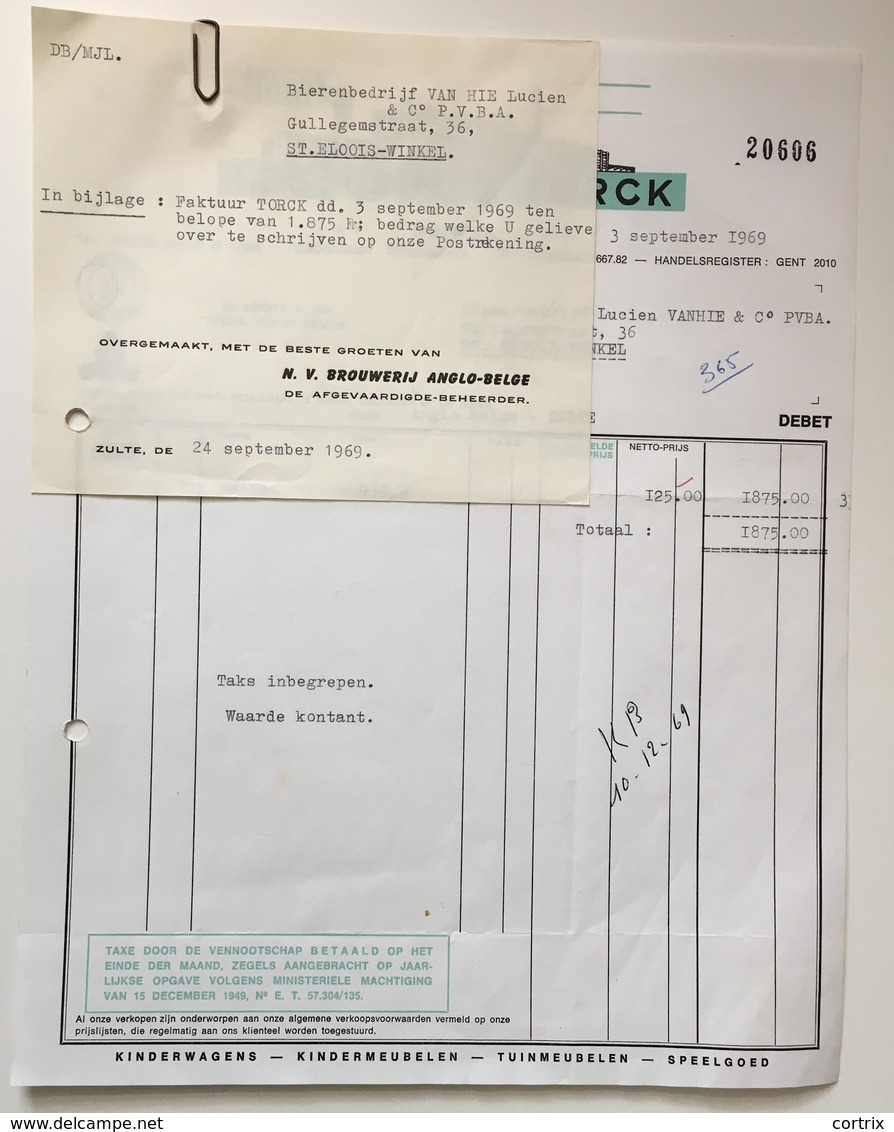 Deinze Factuur Les Usines Torck 1969 + Nota Anglo-Belge - 1950 - ...