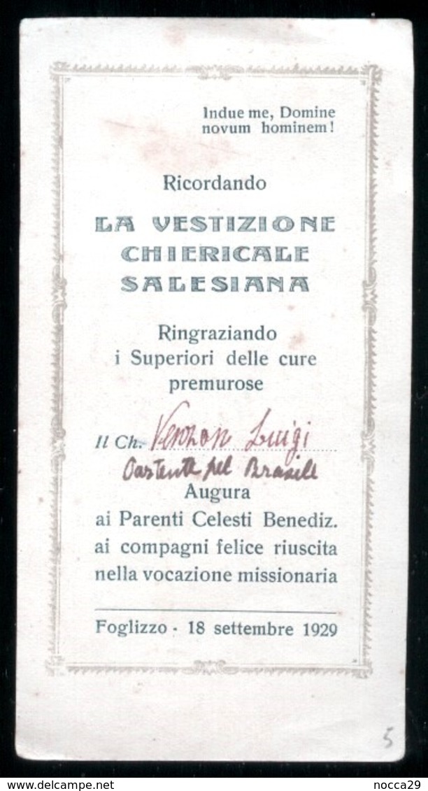 FOGLIZZO - TORINO - 1929 - SANTINO DI SAN GIOVANNI BOSCO - SACERDOZIO - HOLY CARD ( K101 ) - Santini