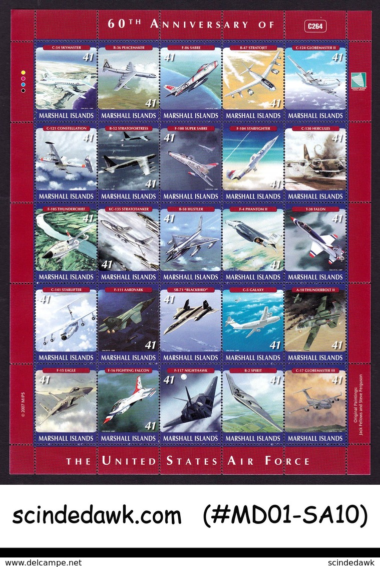 MARSHALL ISLANDS 2007 60th ANNIVERSARY OF U.S. AIR FORCE / AVIATION MIN/SHT MNH - Marshall