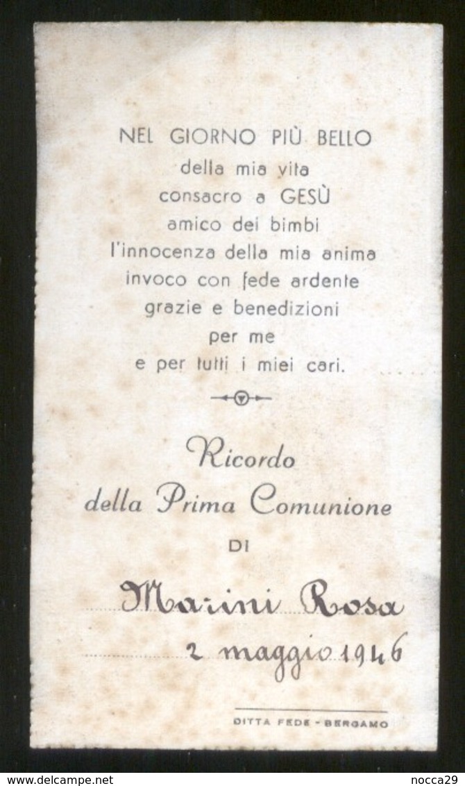 PONTEVICO ? -  BRESCIA - 1946 - SANTINO PRIMA COMUNIONE - HOLY CARD - Santini