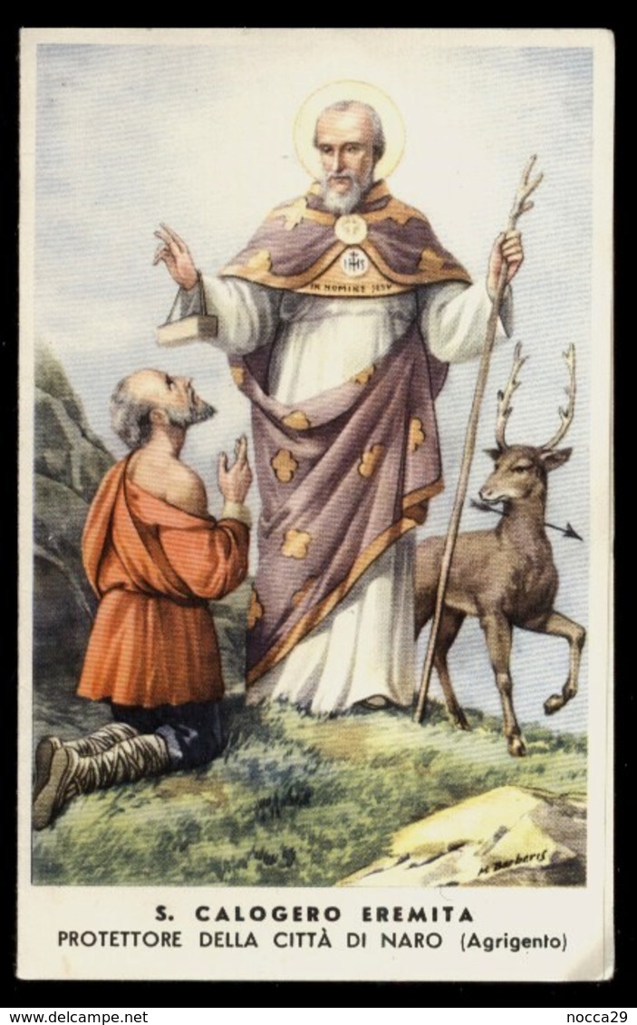 S.CALOGERO EREMITA PROTETTORE DI NARO (AGRIGENTO)  - SANTINO DOPPIO - HOLY CARD  ( K51 ) - Santini