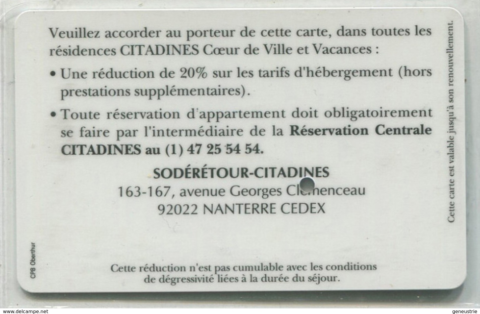 Specimen Ou Essai De Carte D'hôtel Forestière Trinité" à Nanterre - Room Key (annulée) "Citadines" Oberthur - Cartes D'hotel