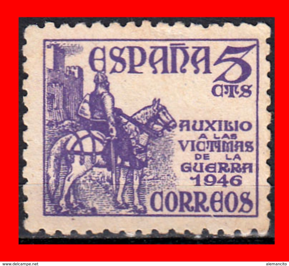 ESPAÑA 1949 SELLO PRO VICTIMAS DE LA GUERRA EL CID 5 CENTIMOS - Used Stamps