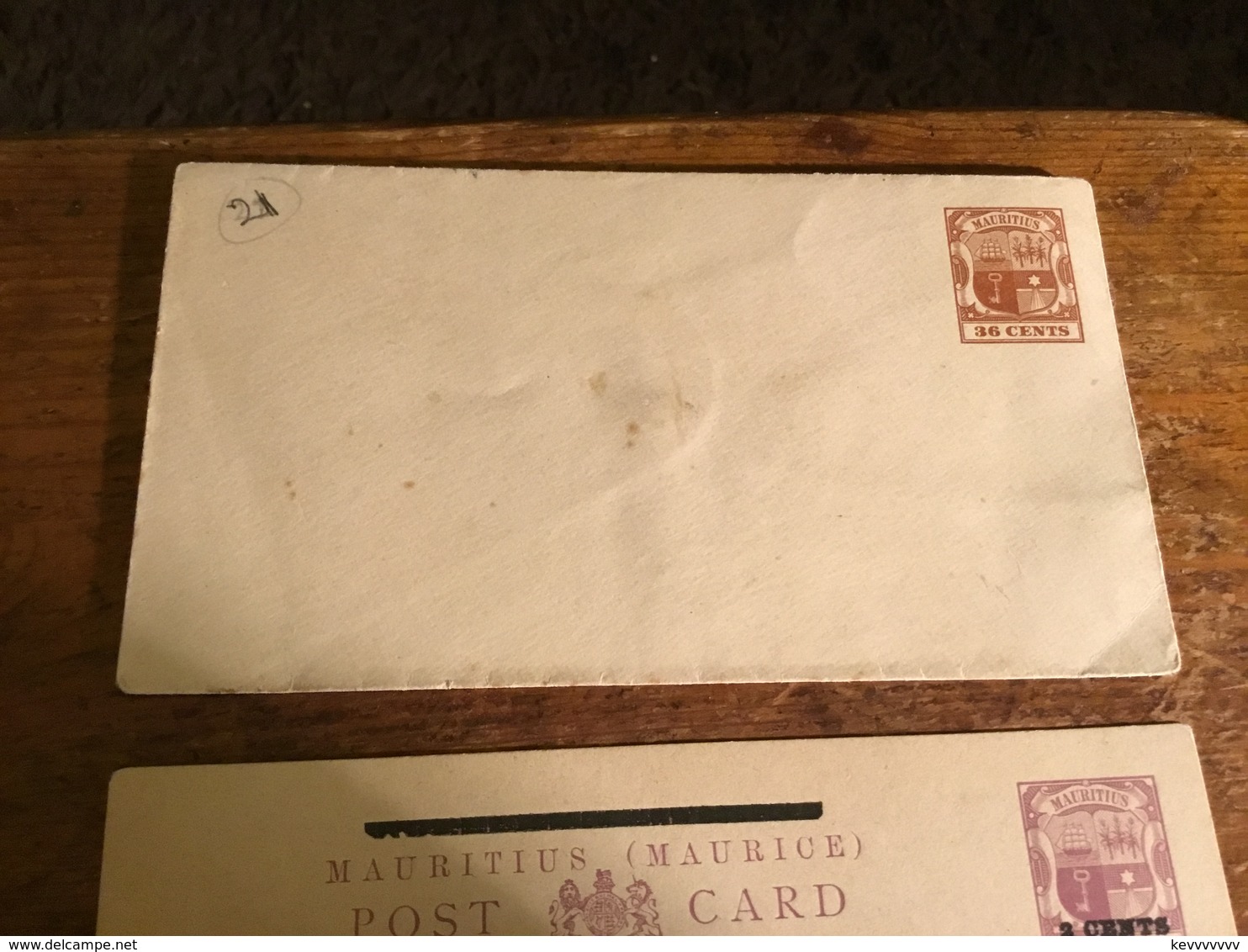 Mauritius (Maurice) 2 Cents Overprint Postcard, 36 Cents & 4 Cents Overprint Postal Stationary Envelopes - Mauritius (...-1967)
