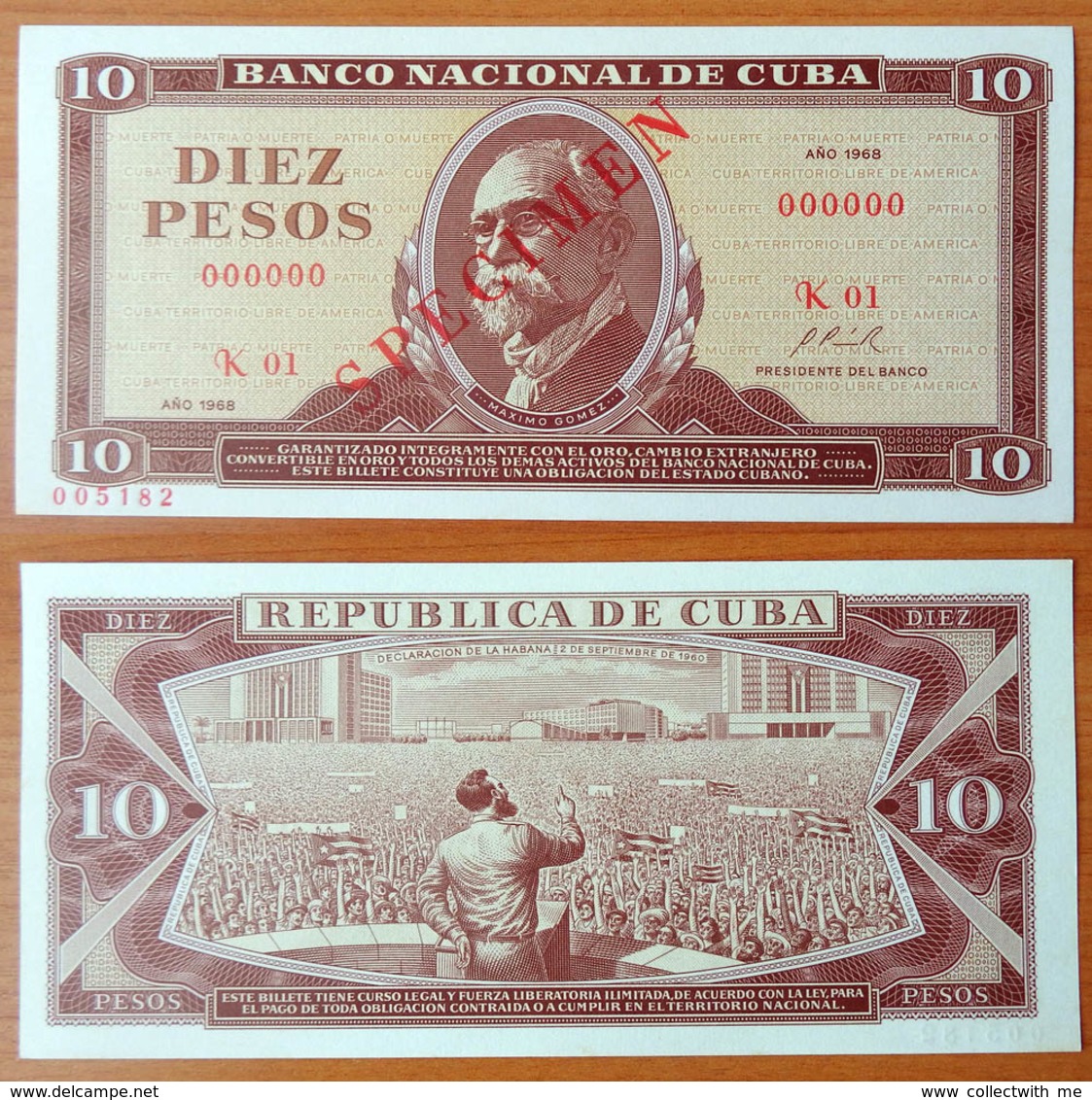 Cuba 10 Pesos 1968 UNC Specimen - Cuba