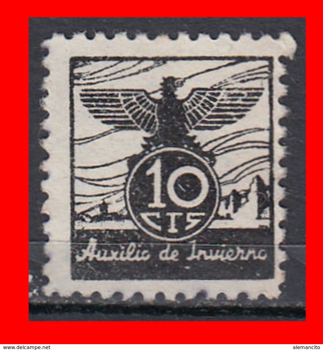 ESPAÑA SELLO AUXILIO DE INVIERNO NEGRO AGUILA 10 CENTIMOS - Fiscaux-postaux