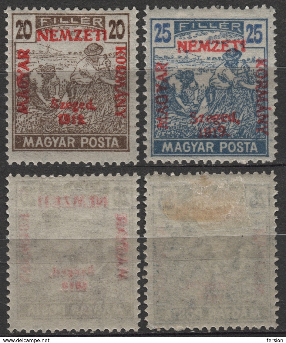 1919 France Occupation Local SZEGED - Hungary - Harvester Magyar Posta Overprint - MH 20+25 F - Unused Stamps