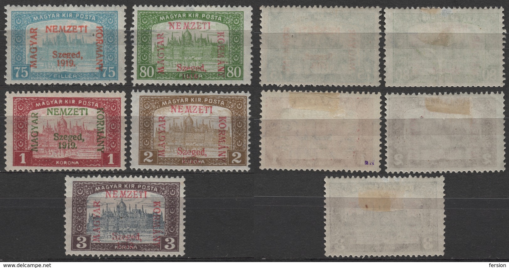 1919 France Occupation Local SZEGED - Hungary - Parliament Overprint - MH LOT - Unused Stamps