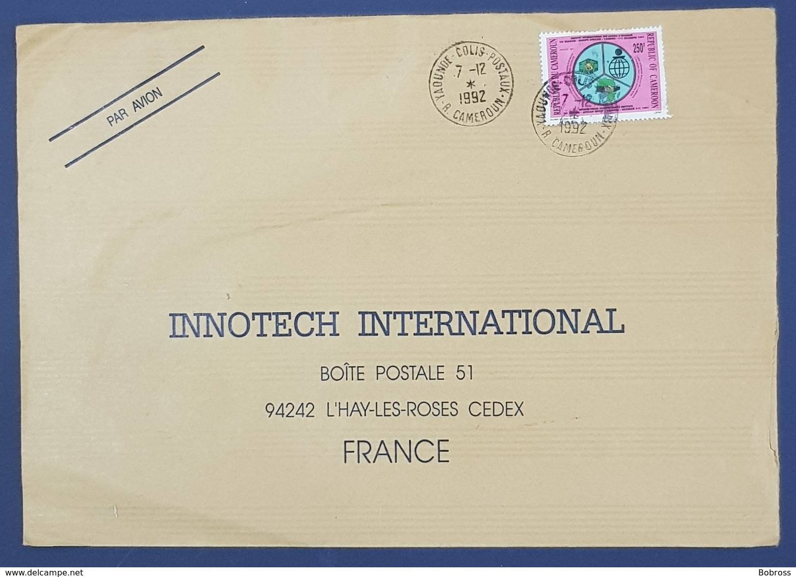 1992 Covers, Yaounde - Innotech L'Hay Les Roses France, Cameroun, Par Avion - Cameroun (1960-...)