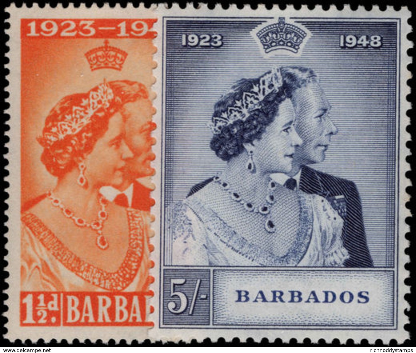 Barbados 1948 Silver Jubilee Set Lightly Mounted Mint. - Barbados (...-1966)