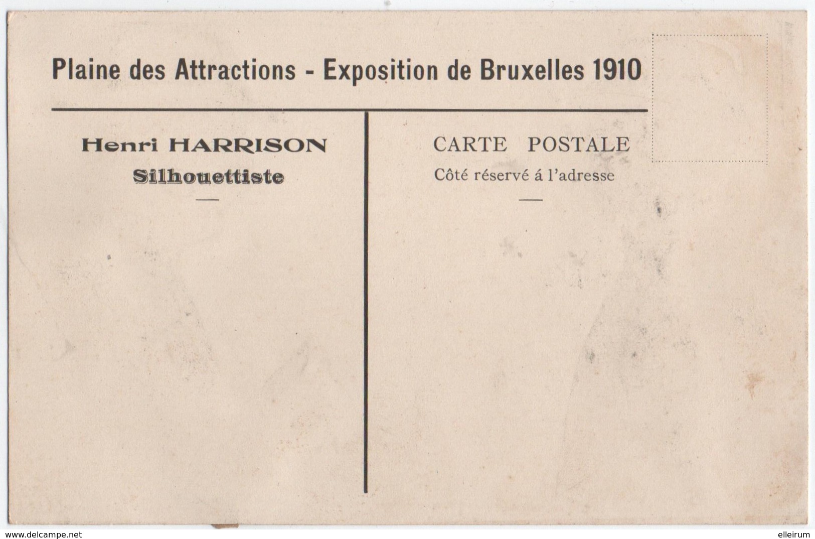 SILHOUETTE. 2 HOMMES Avec CHAPEAU. COLLAGE. HENRI HARRISON . SILHOUETTISTE. EXPOSITION De BRUXELLES 1910. - Silhouettes