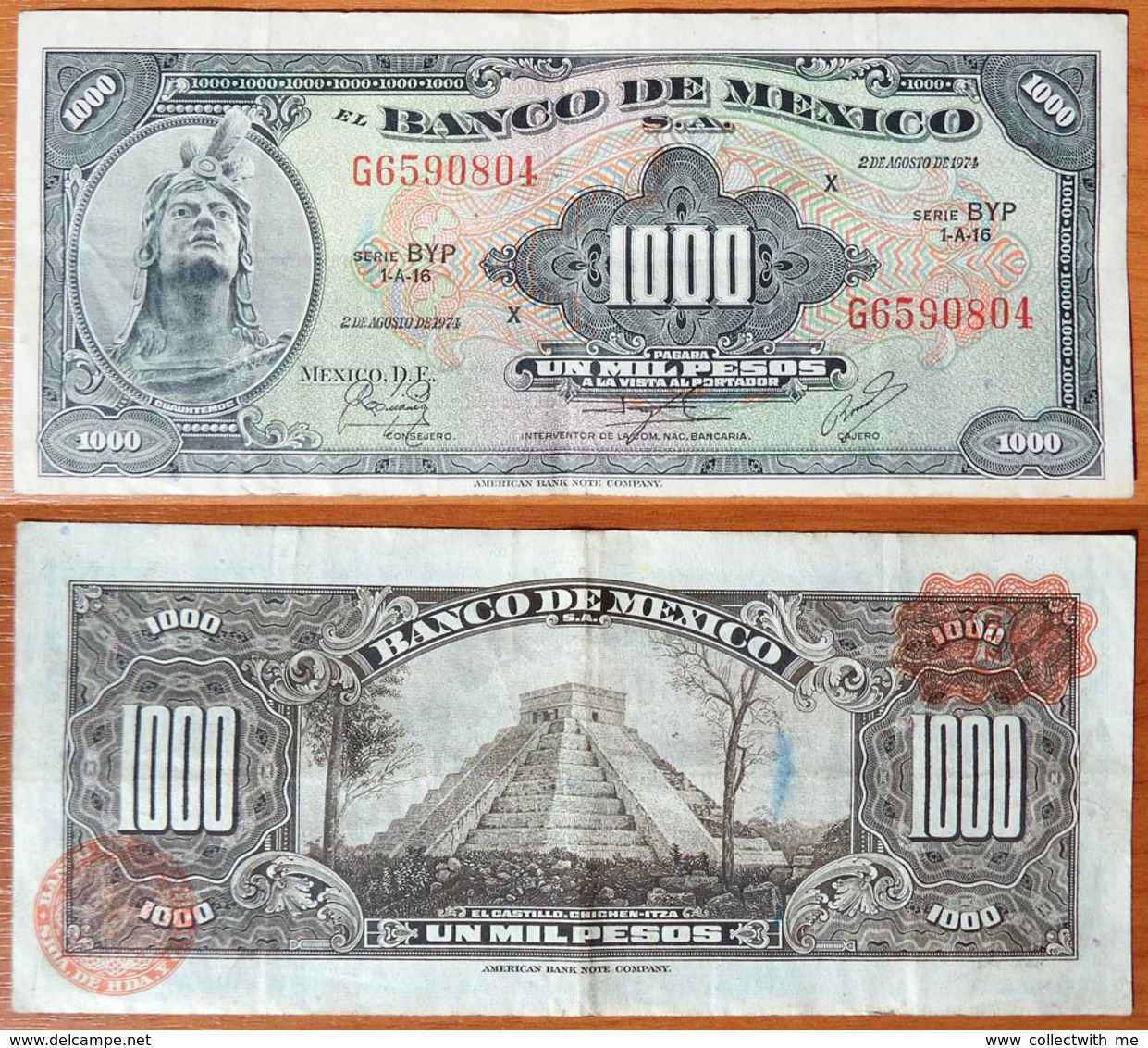 Mexico 1000 Pesos 1974 Brown Seals - Mexique