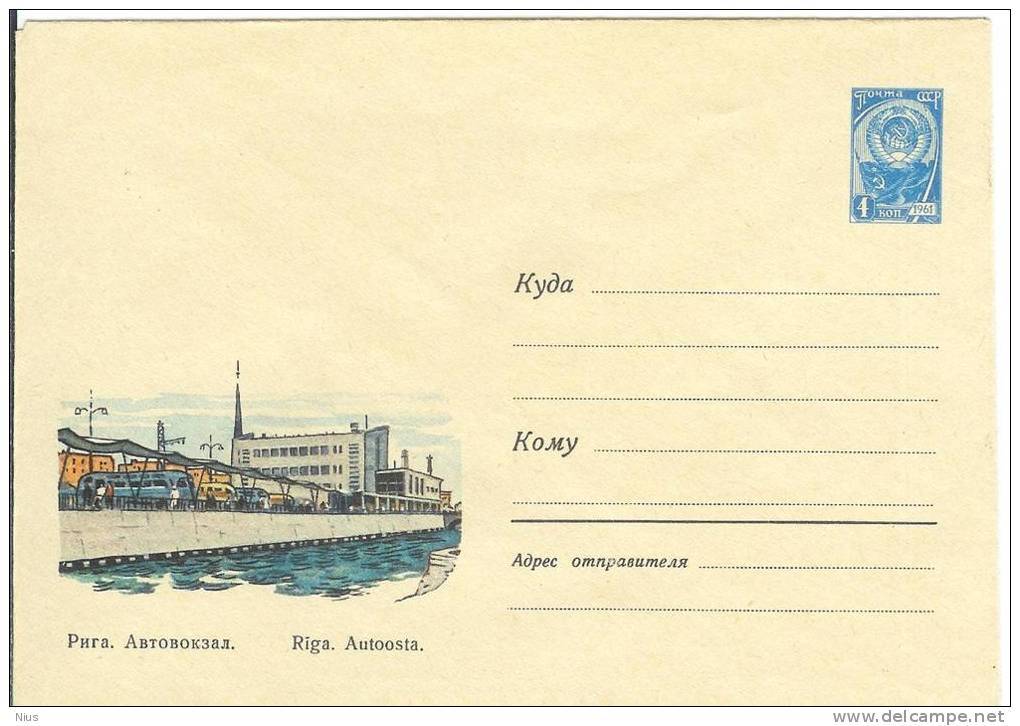 Latvia USSR 1965 Riga, Bus Station, Transport - Lettonie