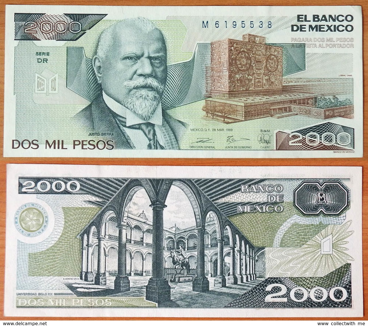 Mexico 2000 Pesos 1989 AUNC (Sign.2) P-86c - México